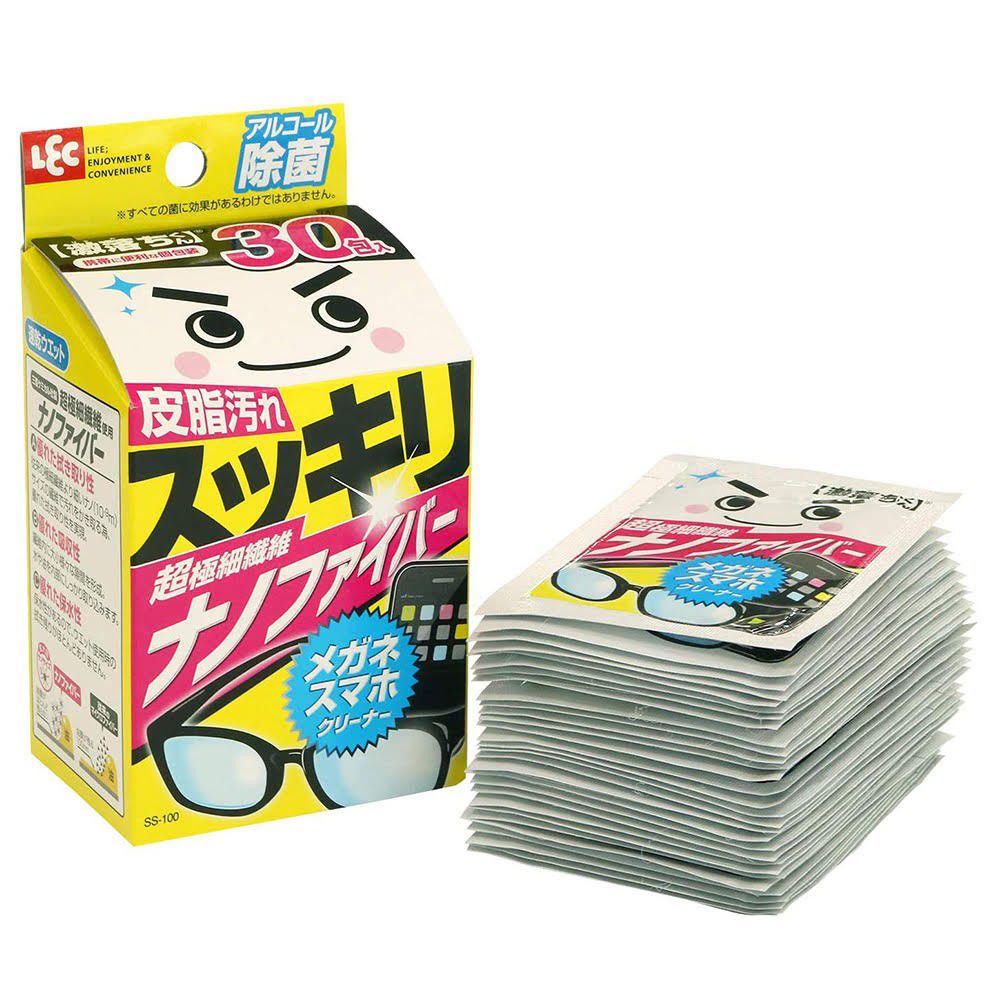 日本 LEC - 激落眼鏡手機清潔擦拭紙巾-30入/盒