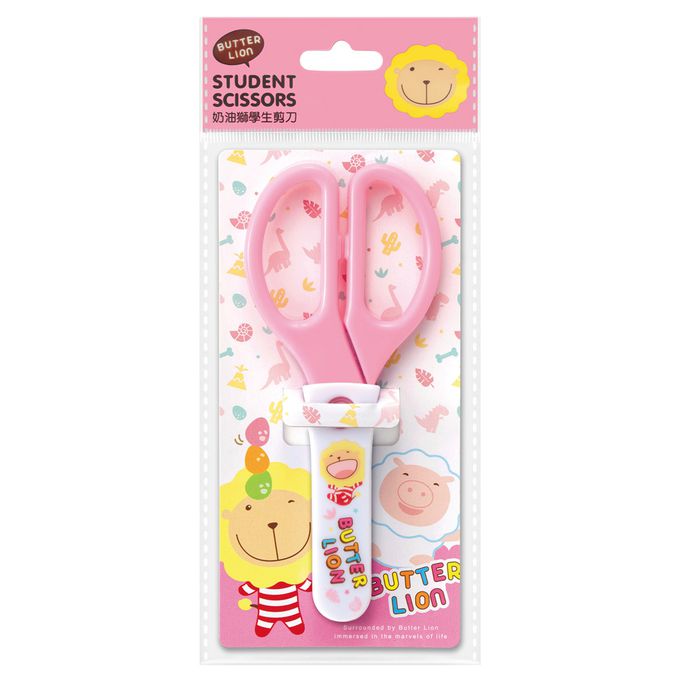 雄獅 SIMBALION - 奶油獅學生剪刀(附剪刀套)-粉紅