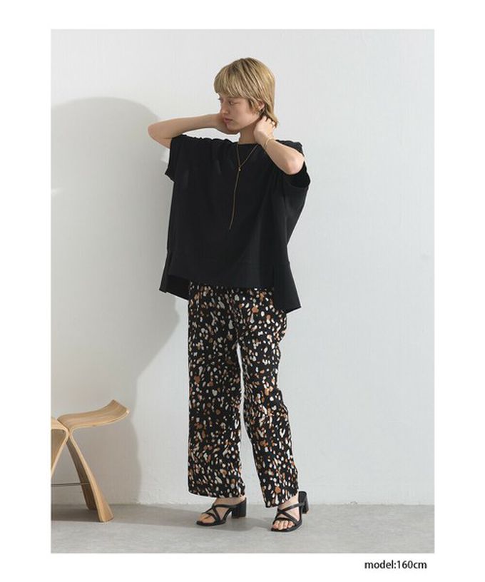 日本 le colis - 接觸冷感 前短後長落肩素色上衣-黑