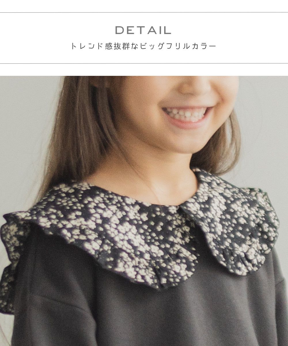 日本 PAIRMANON - 歐風翻領刷毛長袖上衣-碎花領-煙燻粉