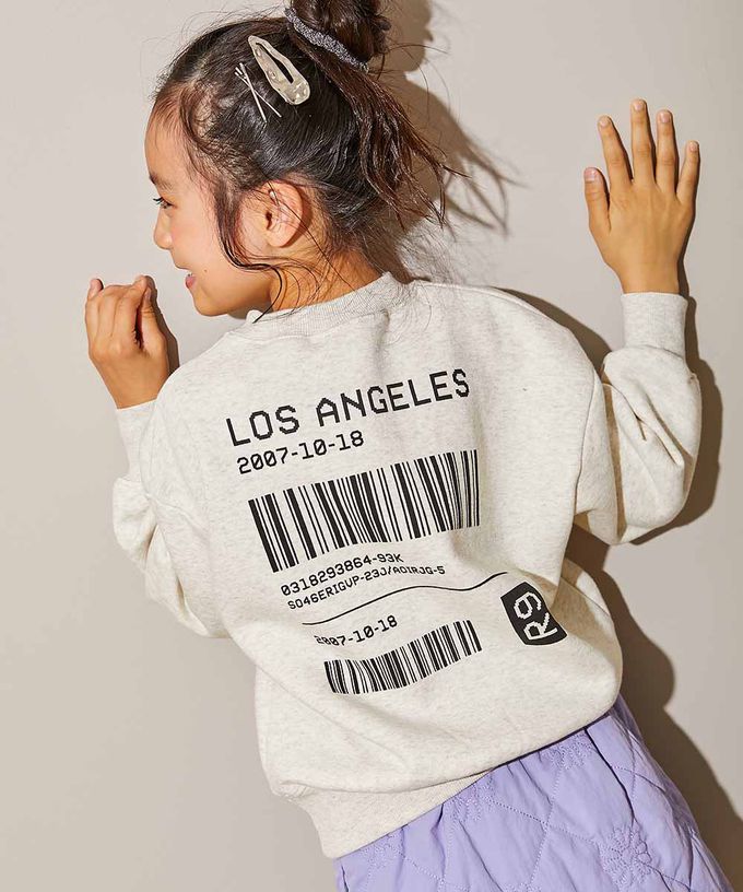 日本 devirock - 裏起毛個性印花大學T-漢堡套餐-磚橘