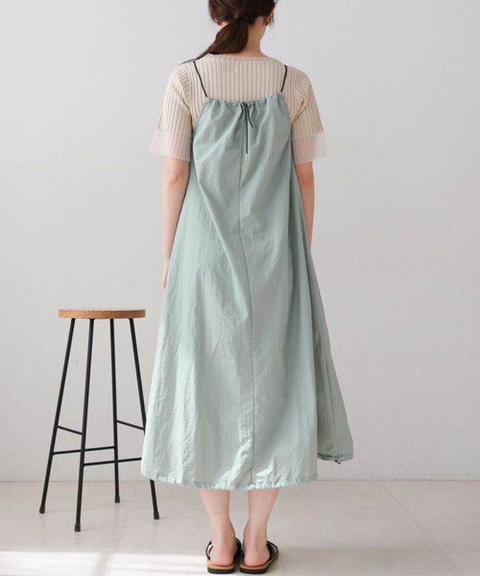 日本 Bab - 下擺澎澎氣球尼龍吊帶洋裝-米白