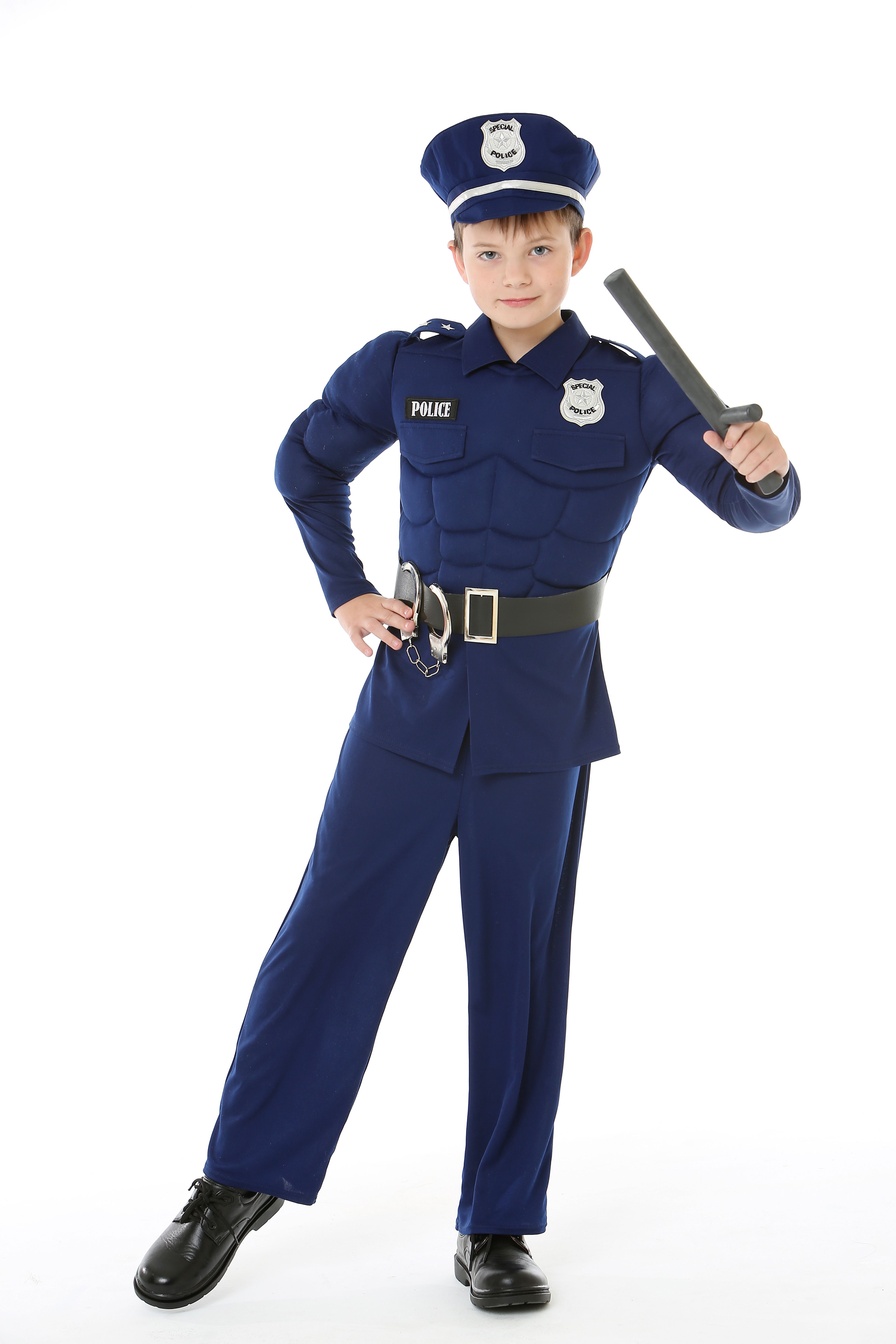 Love, Charlotte - 立體胸肌警察-藍警察褲裝-內含上衣+褲子+帽子+腰帶