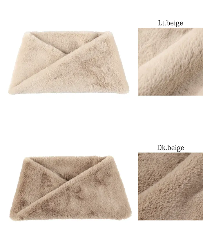 日本 COCA - 定番百搭色毛絨圍脖-淺卡其