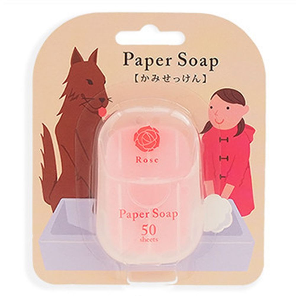 日本 Charley - 日本攜帶式隨身紙肥皂-玫瑰-50枚入