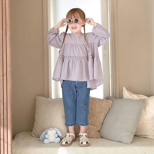 日本 Lycee mine - 彈力舒適荷葉邊七分褲-象牙白