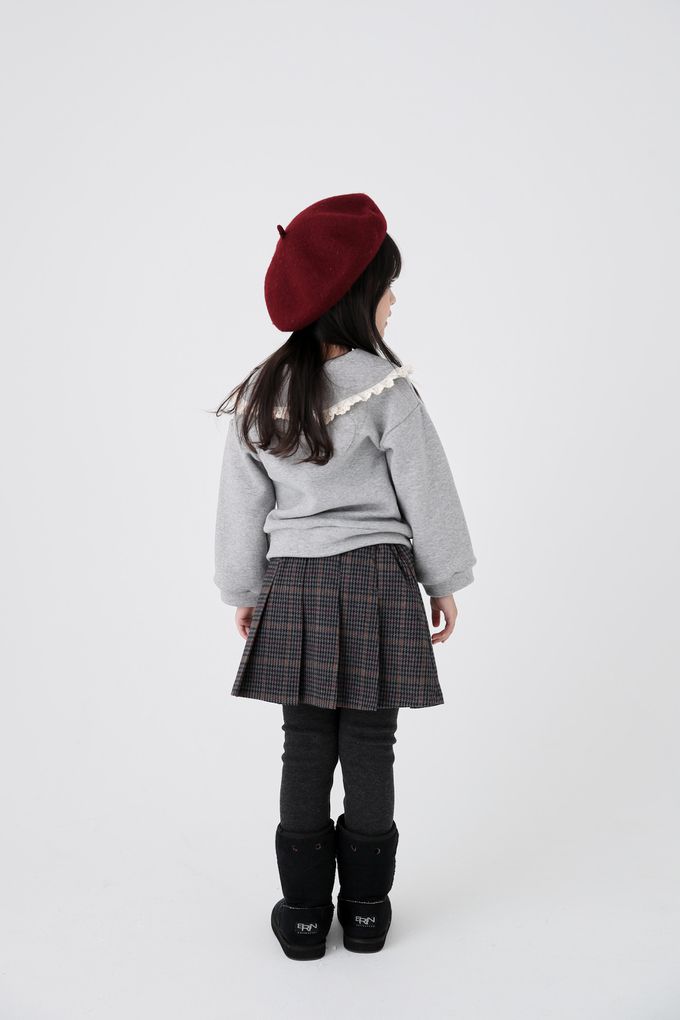 韓國 Coco Bang - 蕾絲布裝飾翻領長袖上衣-粉