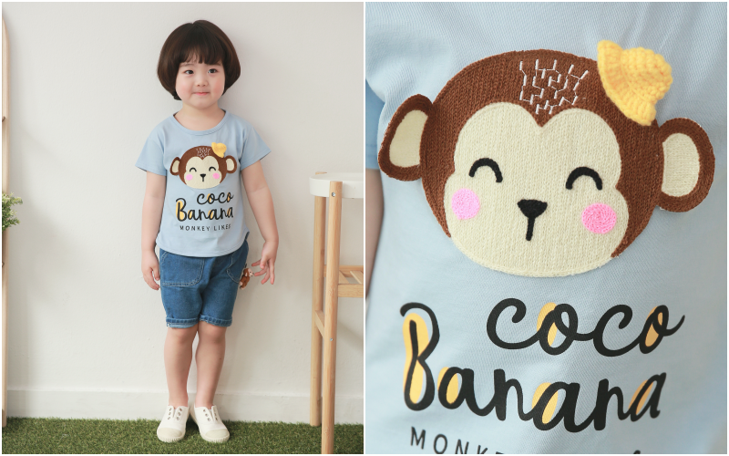 韓國 Coco rabbit - 立體帽子猴子尾巴T-象牙白