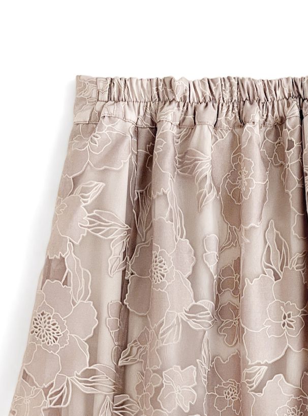 日本 GRL - 芍藥花刺繡修身長裙-簡約黑