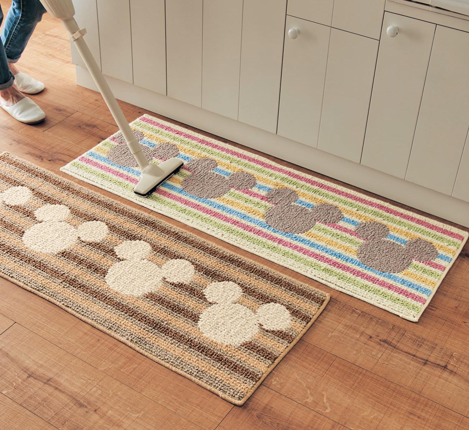 日本千趣會 - mini labo 去泥污腳踏墊-法蘭西花朵-藍綠