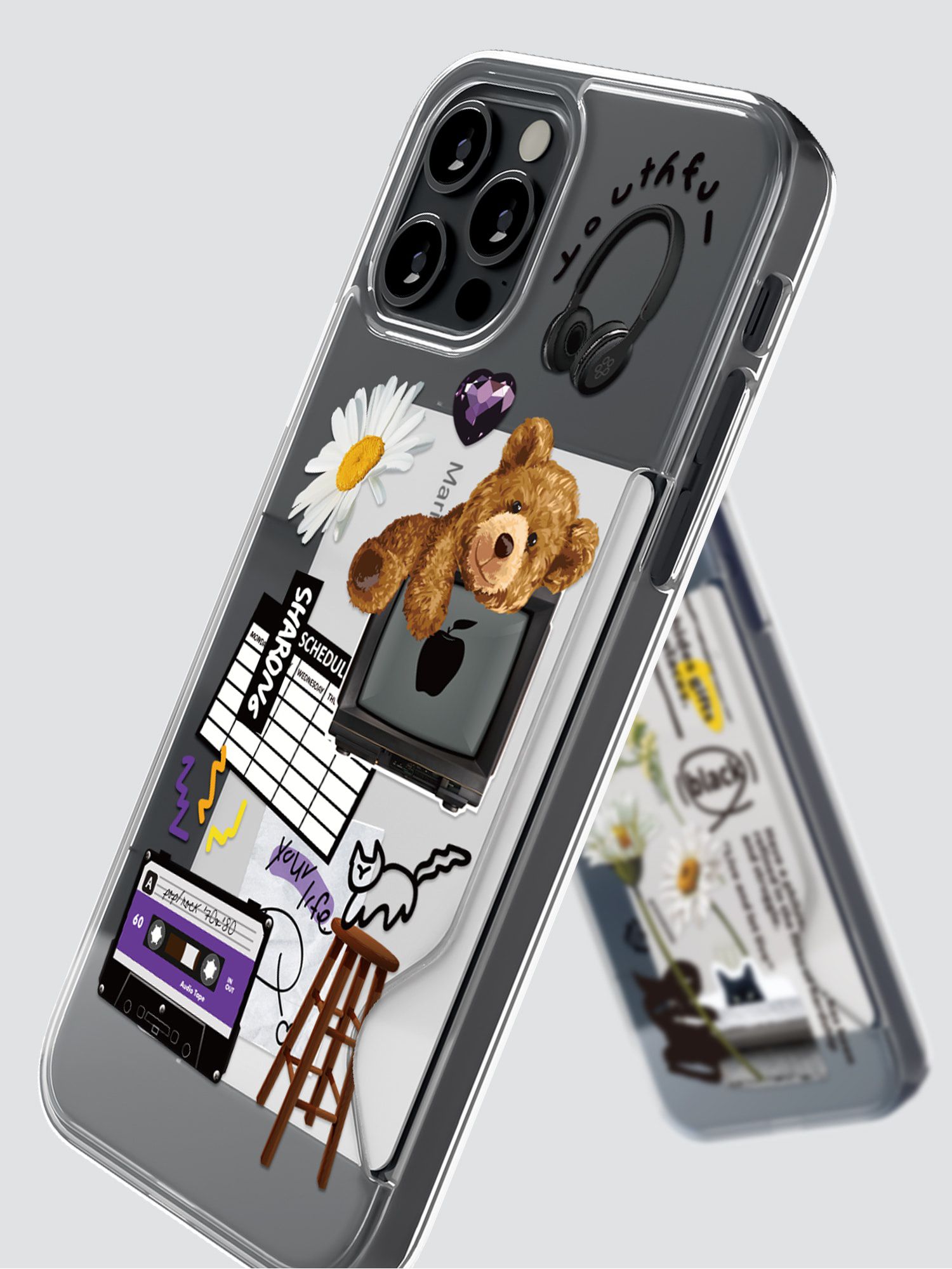 韓國 SHARON6 - 卡夾式防摔手機殼-彩虹表情 (iPhone-12/ 12 Pro)