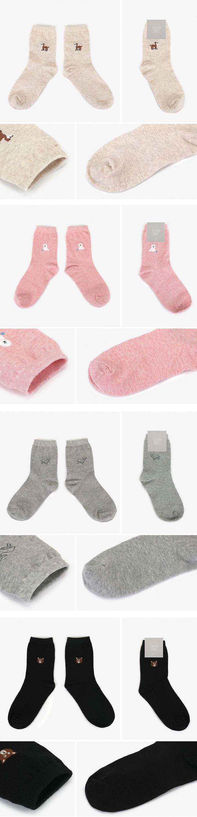 韓國 Daily Like - 女用襪子/中筒襪4入組-2 (220~250mm)