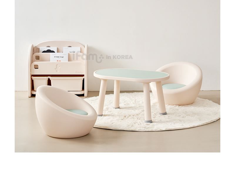 韓國 iFam - 兒童小沙發椅-奶茶色〈附灰色坐墊〉 (58.9cm x 55.8cm x 42.3cm)