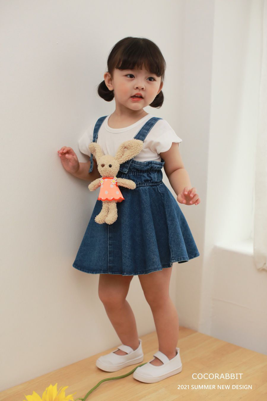 韓國 Coco Rabbit - 兔子娃娃花瓣袖T-象牙白