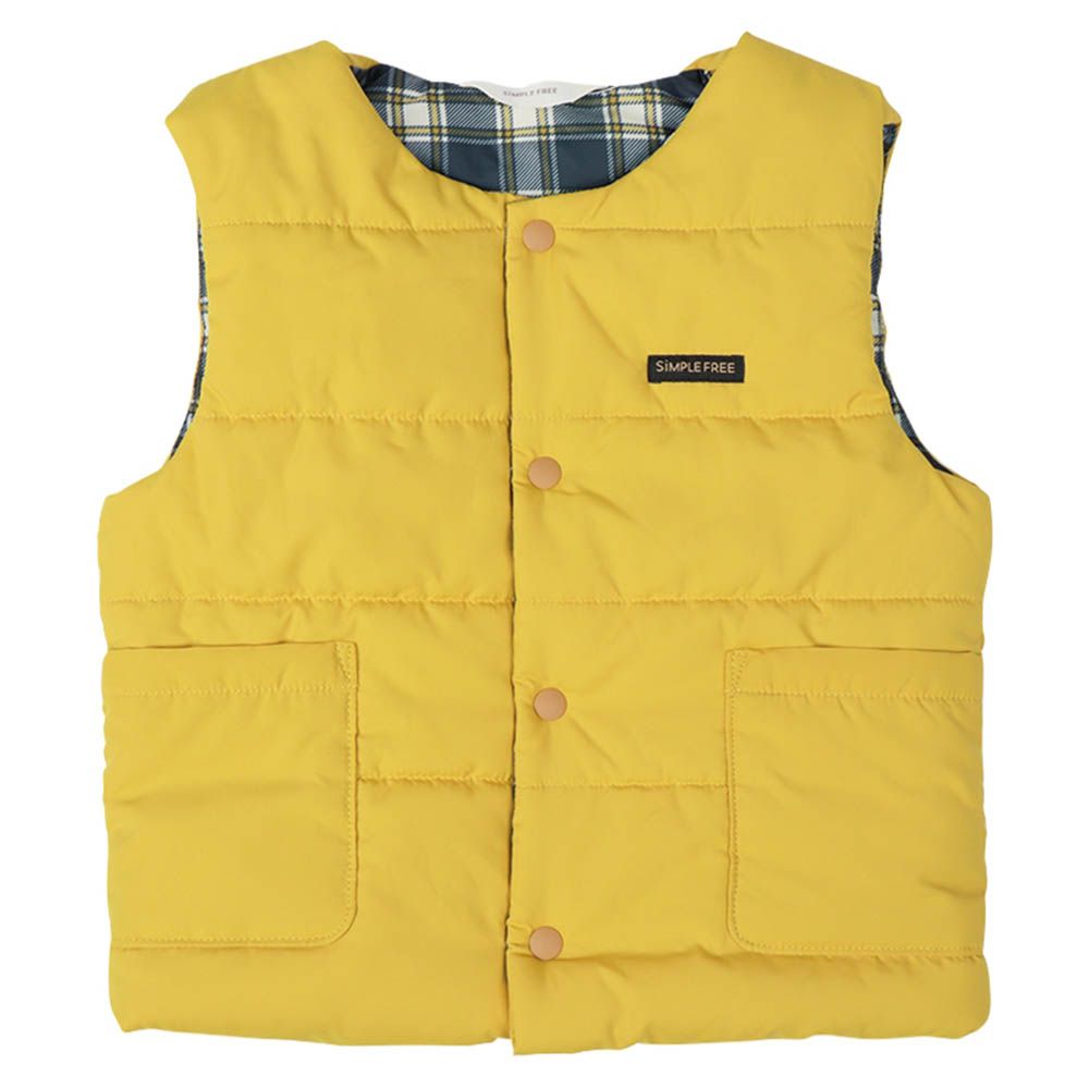 鋪棉背心-素面-芥末黃色