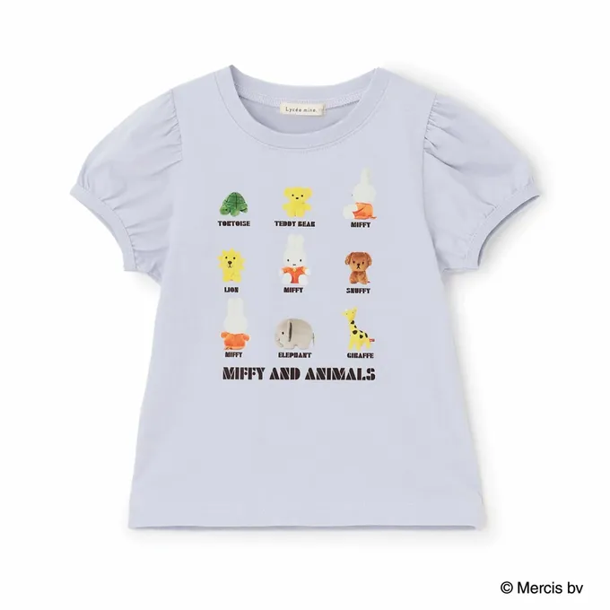 日本 Lycee mine - miffy聯名 速乾抗皺印花泡泡短袖上衣-黑