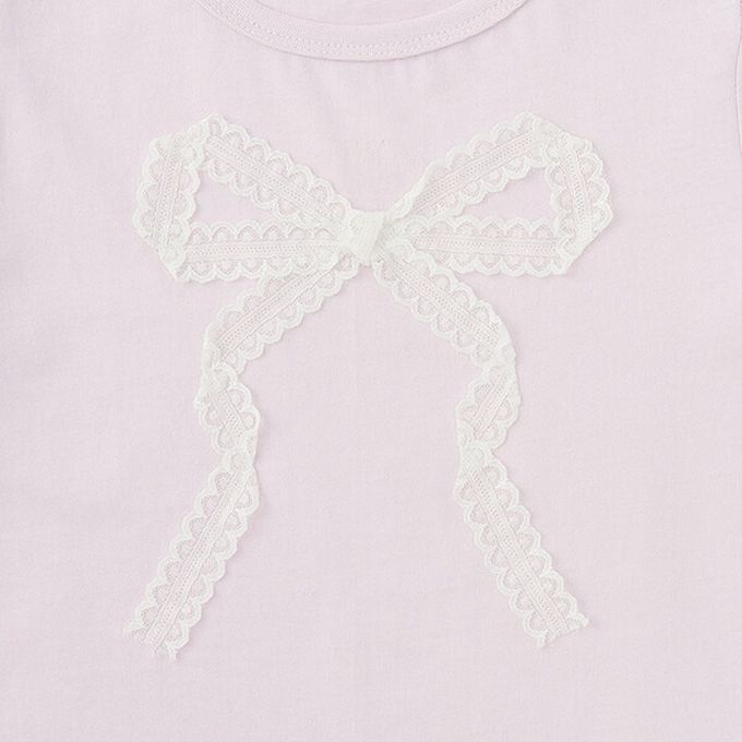 日本 Lycee mine - 100%棉 夢幻蝴蝶結長袖上衣-白