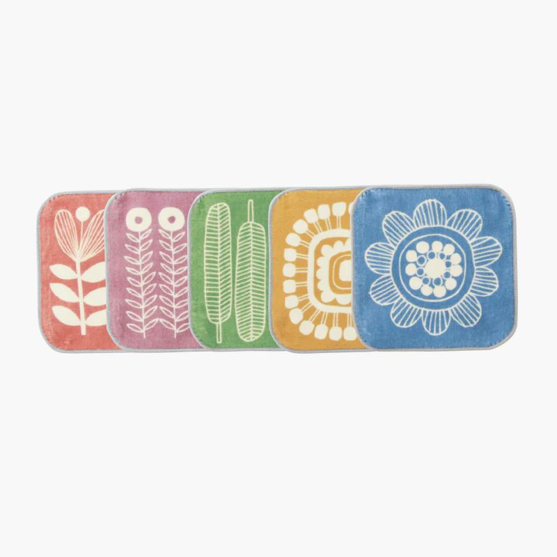 日本千趣會 - 北歐風方形小手帕五件組-火箭恐龍機器人 (15x15cm)