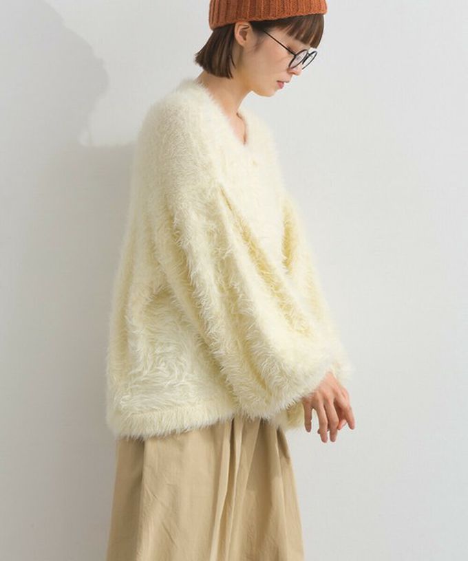 日本 Lupilien - 柔和蓬鬆毛海繭型針織開襟衫/外套-薄荷綠