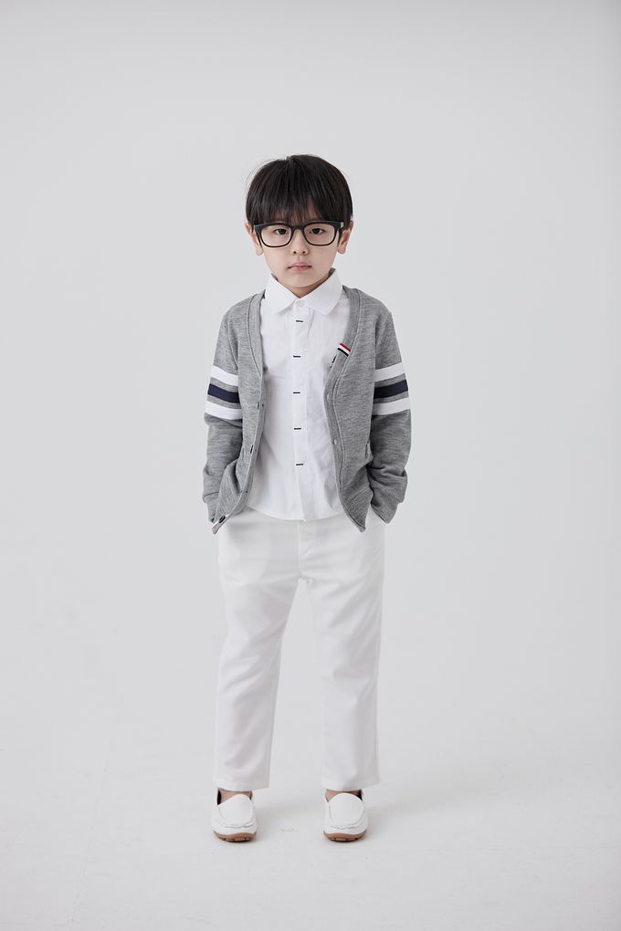 韓國 Coco Bang - 胸前品牌刺繡翻領長袖襯衫-白