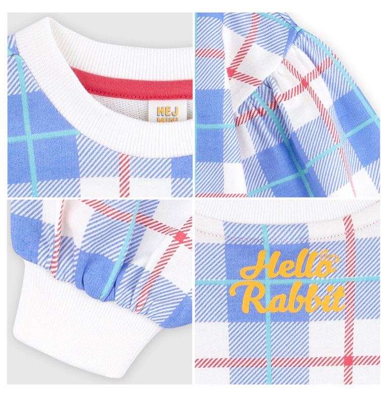 韓國 HEJMINI - 可愛小兔格紋長版連身裙-珊瑚