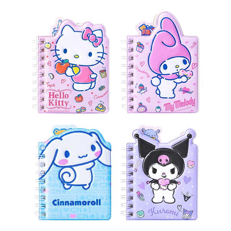 卡通不規則造型線圈手帳筆記本-卡通人物酷洛米-紫色 (17.7x12cm)