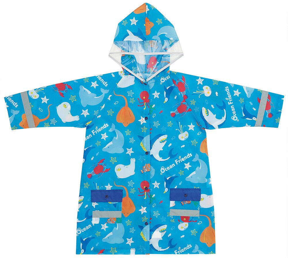 日本 SKATER 代購 - 兒童雨衣(附安全反光貼條)-海底好朋友 (110~125cm通用)