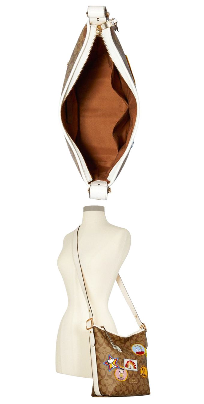 COACH - 滿版LOGO斜背水桶包-史努比