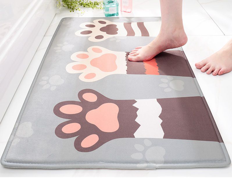 柔軟短絨海綿腳踏墊-萌貓背影