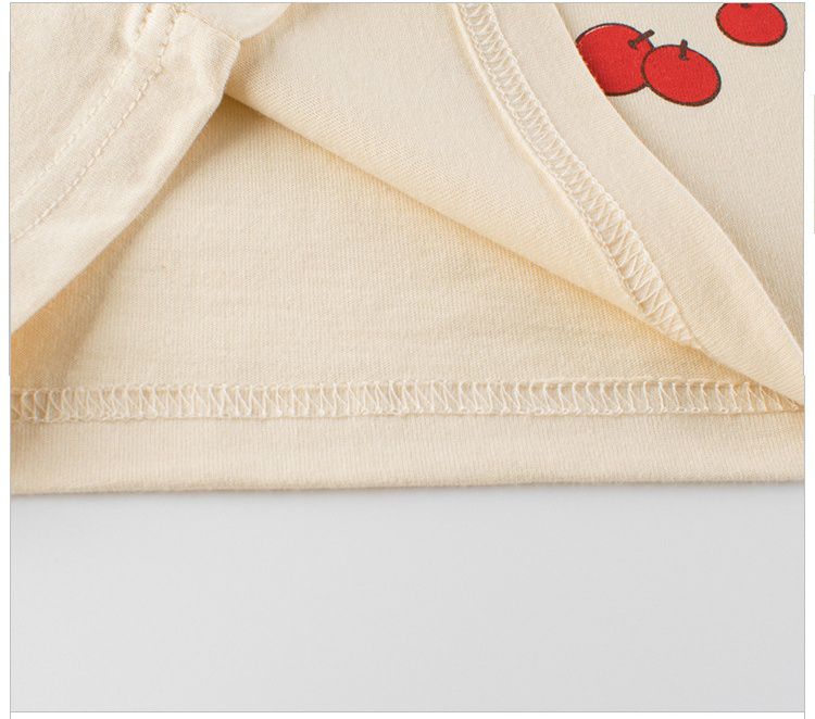 純棉圓領薄長袖上衣-蘋果熊熊-杏色