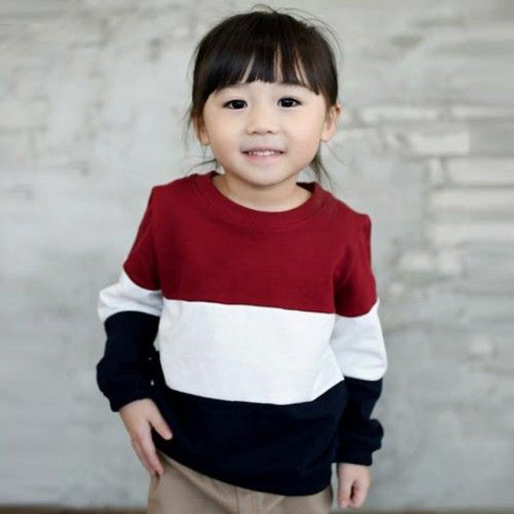 韓國 Monfimafi - 起絨三色親子裝-寶貝(上衣）-紅