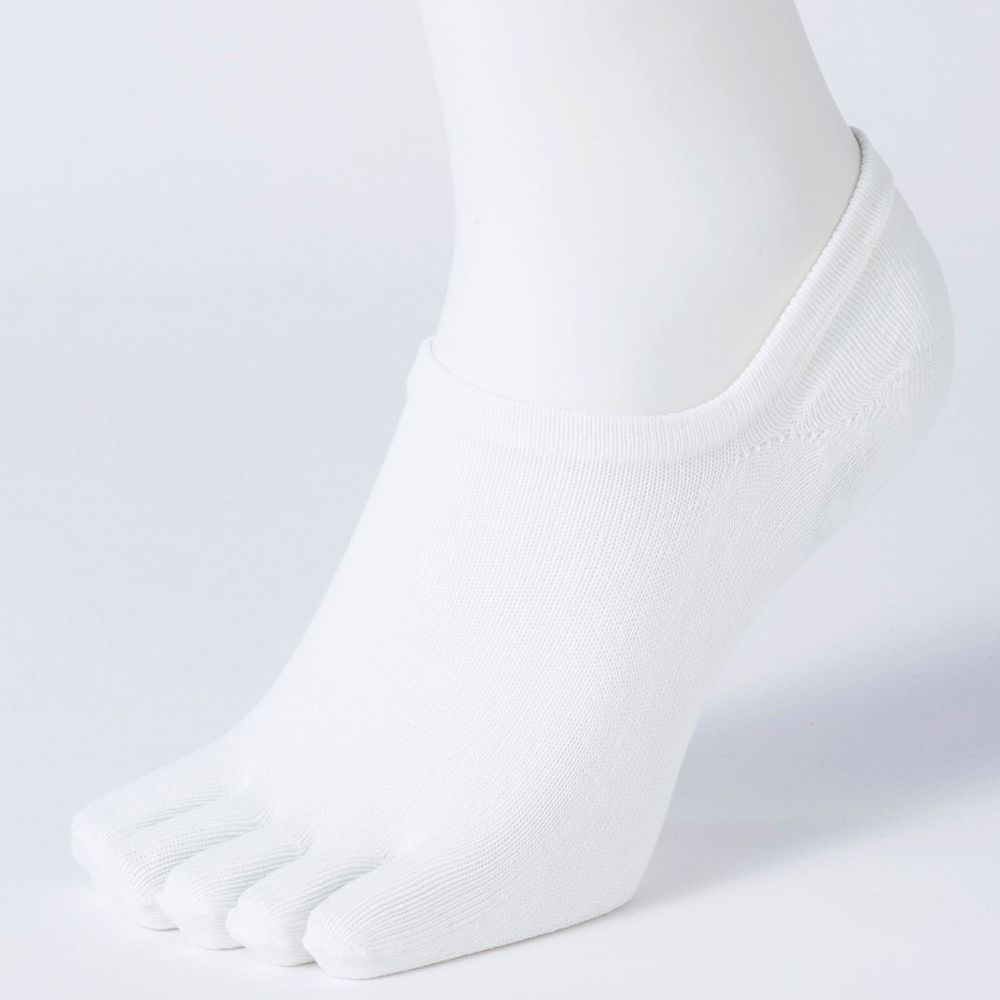 日本 okamoto - 超強專利防滑ㄈ型隱形襪(PLUS升級版)-五趾 超深款-白 (23-25cm)