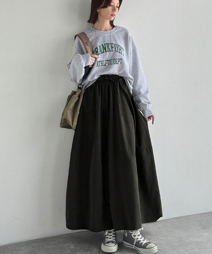 日本 Classical Elf - Java 桃皮磨毛感繭型蓬盈長裙(有口袋)-黑