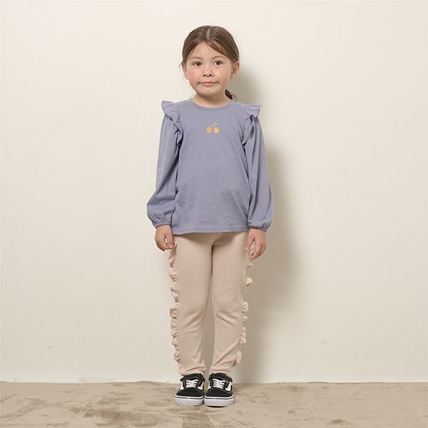 日本 Lycee mine - Anywhere系列 側面荷葉邊9分褲-水藍