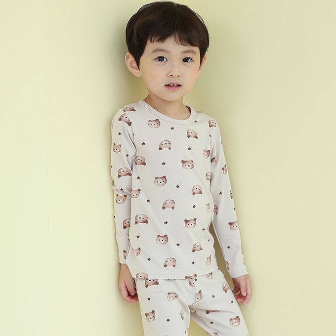 正韓 Cogibu - 極舒適無螢光劑幼兒/兒童 AERO WARM 有機發熱衣睡衣/家居服套裝組-熊寶貝