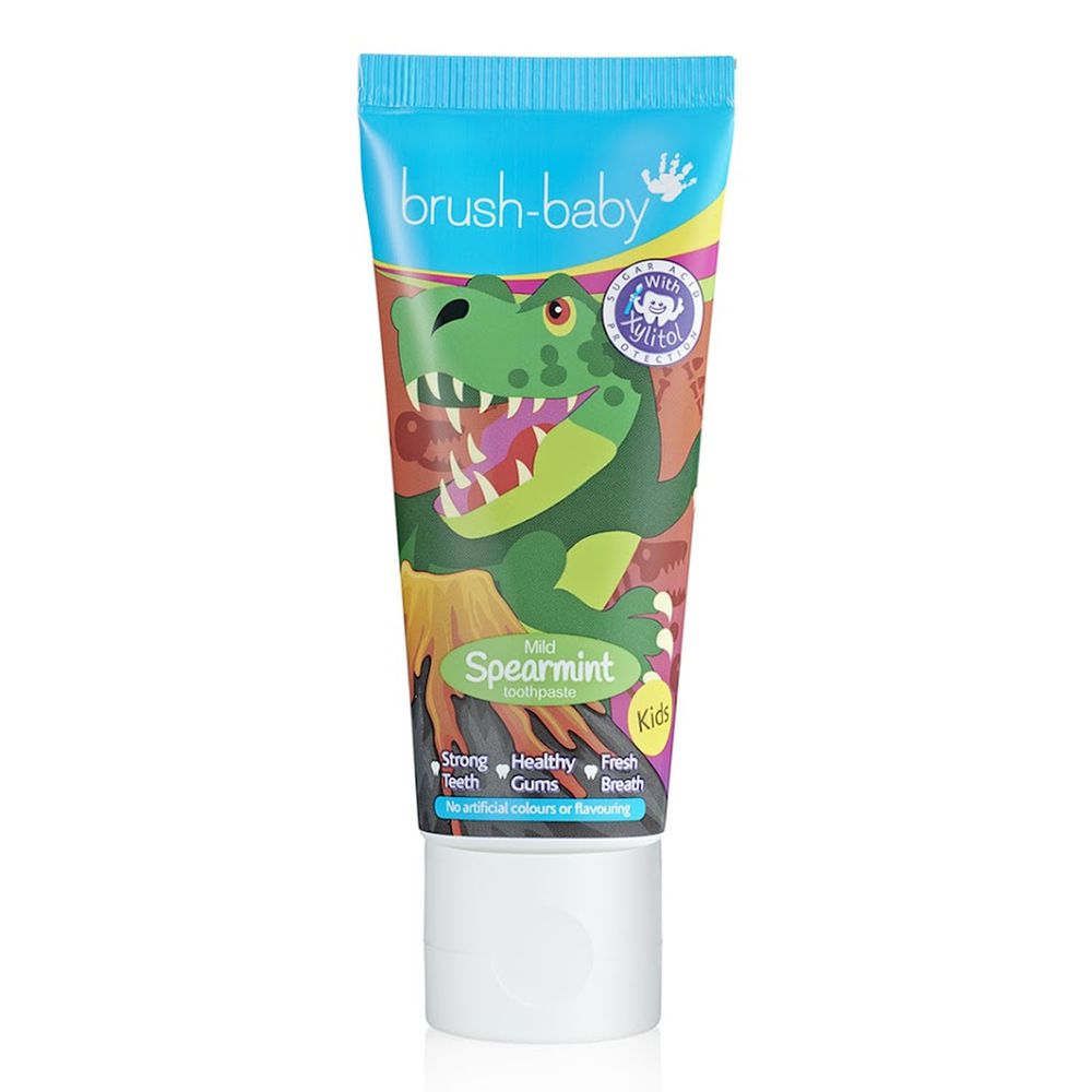英國 brush-baby - 恐龍木糖醇牙膏(天然薄荷/50ml)-含氟量 1350ppm-恐龍-3歲以上