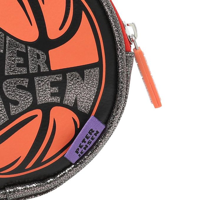 韓國 PETER JENSEN - (附吊繩)籃球圓形拉鍊零錢包-銀黑 (12x12cm)