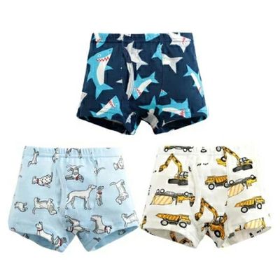 日本 Ho-ho kids - [人氣No.1]純棉透氣男孩內褲(3入)-鯊魚/狗狗/挖土機-藍色系