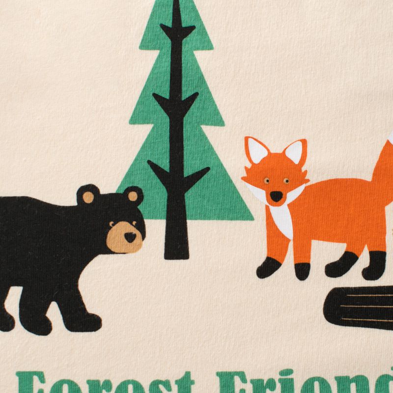 純棉圓領長袖上衣-森林好夥伴-磚紅+杏