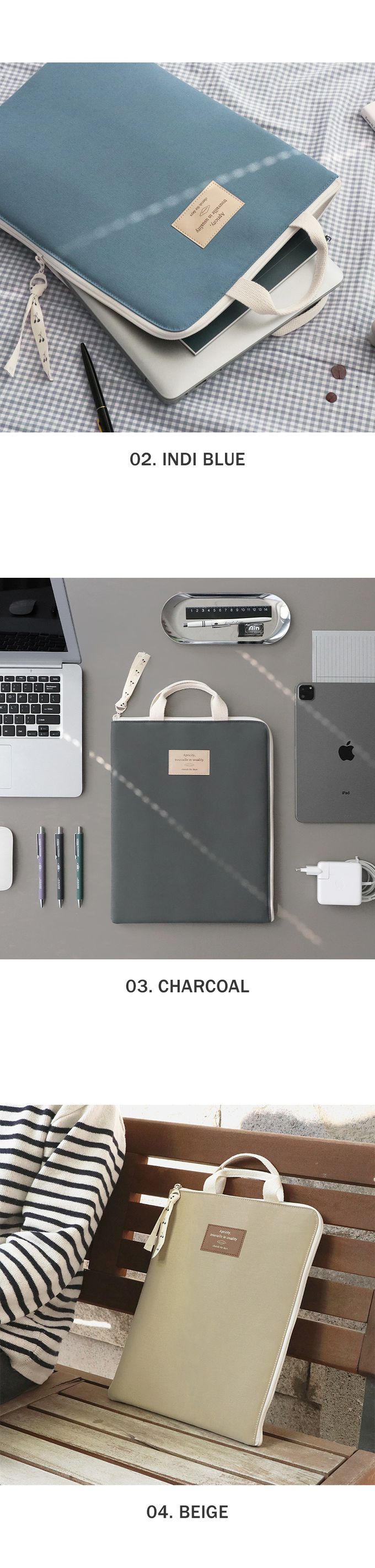 韓國 ICONIC - 韓國製簡約直式手提筆電包-A4尺寸/13吋-卡其 (27.5x36cm)