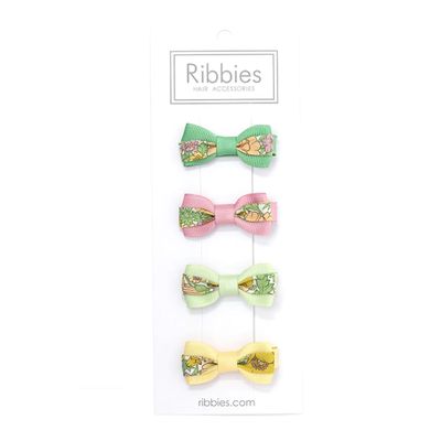 英國 Ribbies - 雙色緞帶蝶蝶結4入組(MS Mustard)