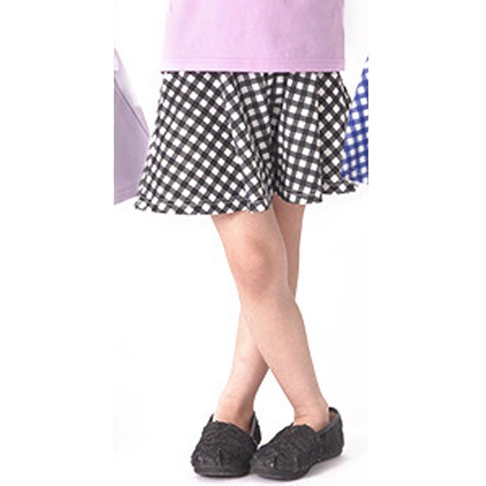 日本 TORIDORY - 蝴蝶結傘狀褲裙-黑白格子