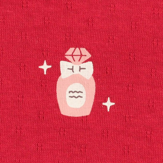 akachan honpo - 長袖圓領上衣2件組-蓬鬆棉 公主&香水-紅色