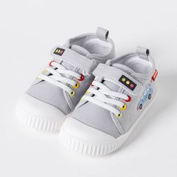 韓國 OZKIZ - 好穿軟底腳趾保護防滑休閒鞋-車車-淺灰