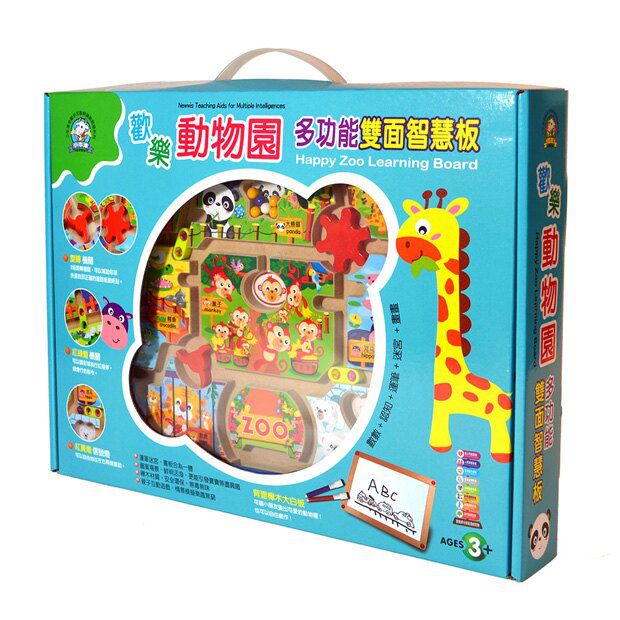 小牛津 - 小牛津多功能雙面智慧板-歡樂動物園-雙面遊戲版(運筆迷宮&畫板)+白板筆*2
