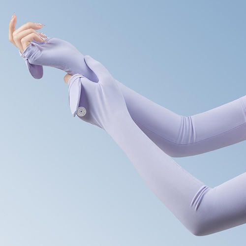 UPF50+成人冰絲涼感防曬袖套-可翻蓋款-紫色