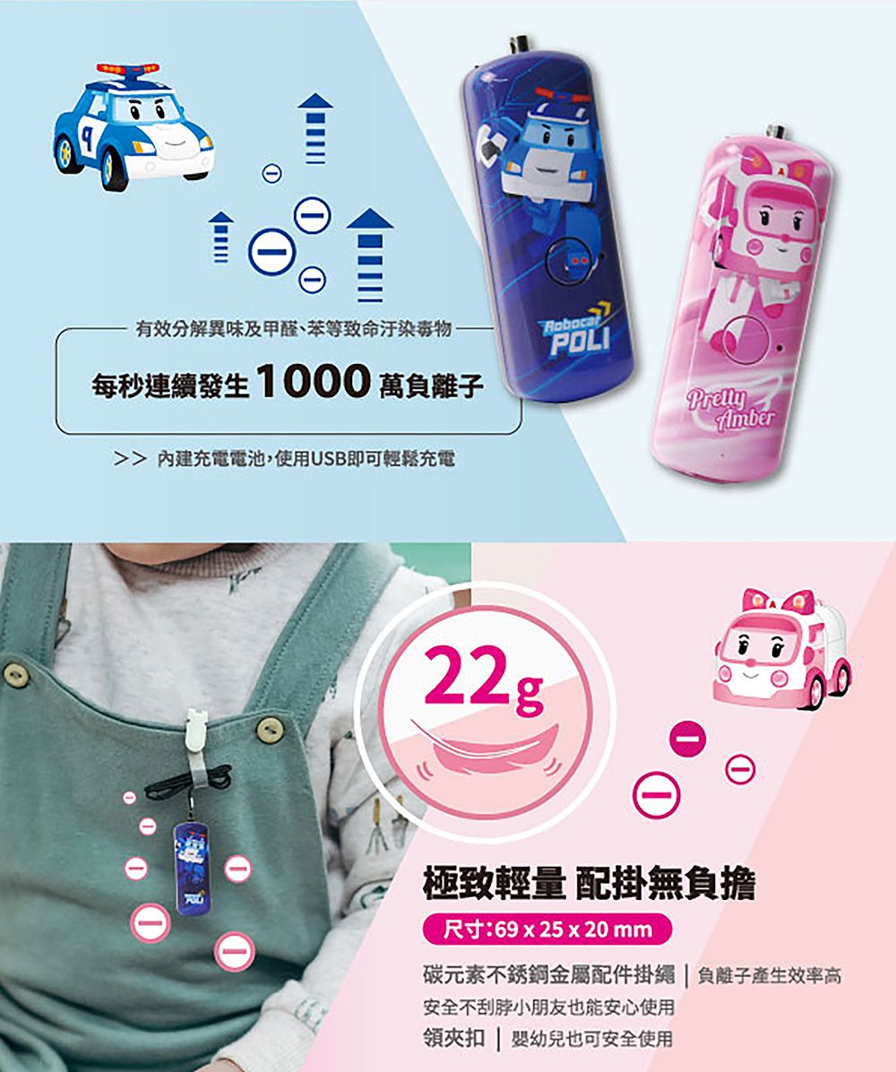 POLI 波力救援小英雄 - 隨身空氣清淨器-安寶 (16.3 x 9.5 x 5.5 cm)
