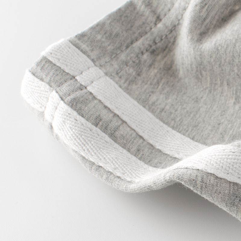 棉質五分褲-側邊條-灰色