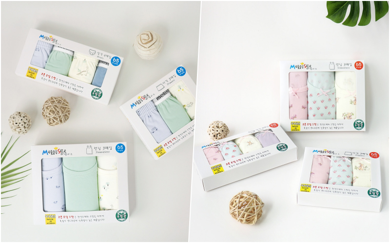 韓國 Mellisse - 韓製無螢光棉透氣三角褲(女寶)-粉X薄荷綠X米X紫-四件組