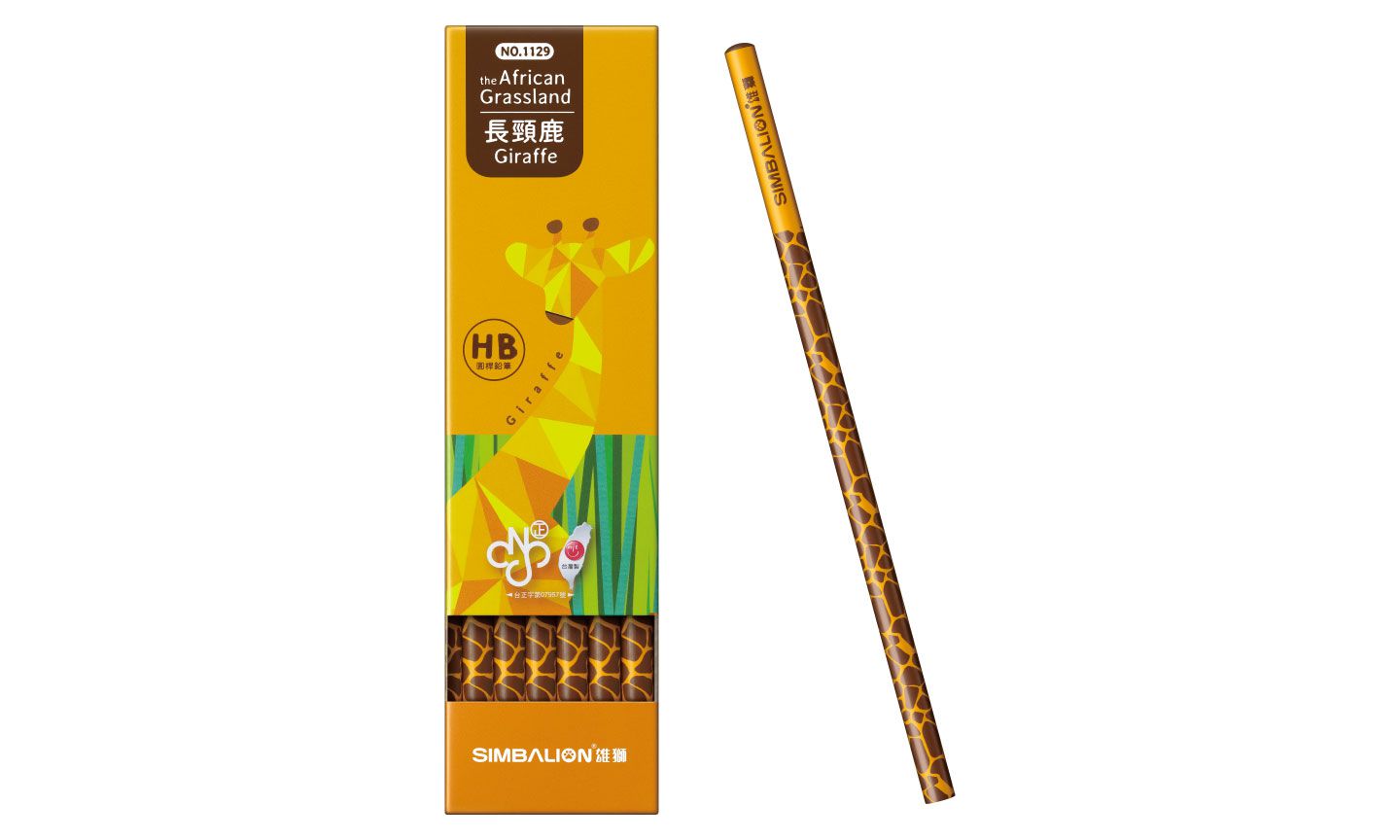 雄獅 SIMBALION - 長頸鹿圓桿塗頭鉛筆-12支/盒